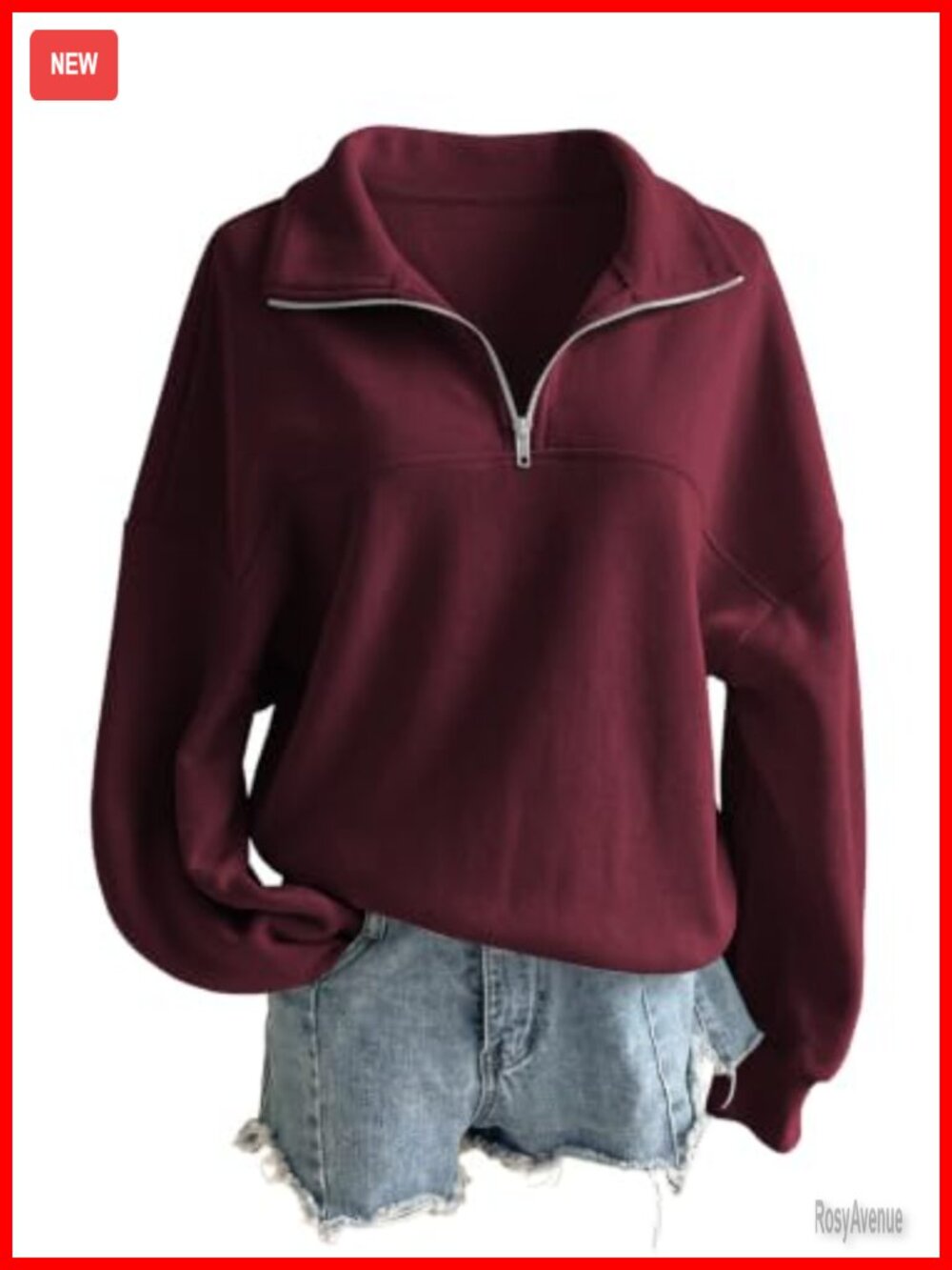 SHEWIN Women's Fleece Quarter Zip Pullover Sweatshirt Oversized Half Zip Hoodie